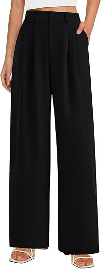 High Waist Wide Leg Trousers with Pockets