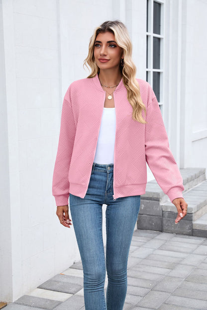 Women's Casual Zip Up Sweatshirt Jacket Long Sleeve Quilted