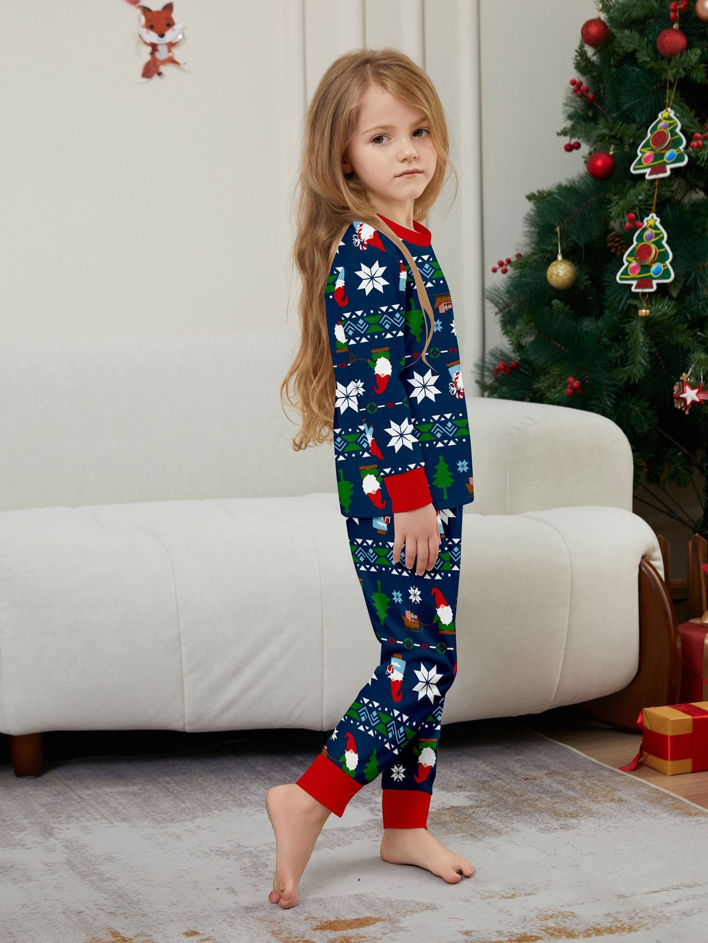 Santa Snowflake Striped Christmas Parent-Child Dress Christmas Pajamas