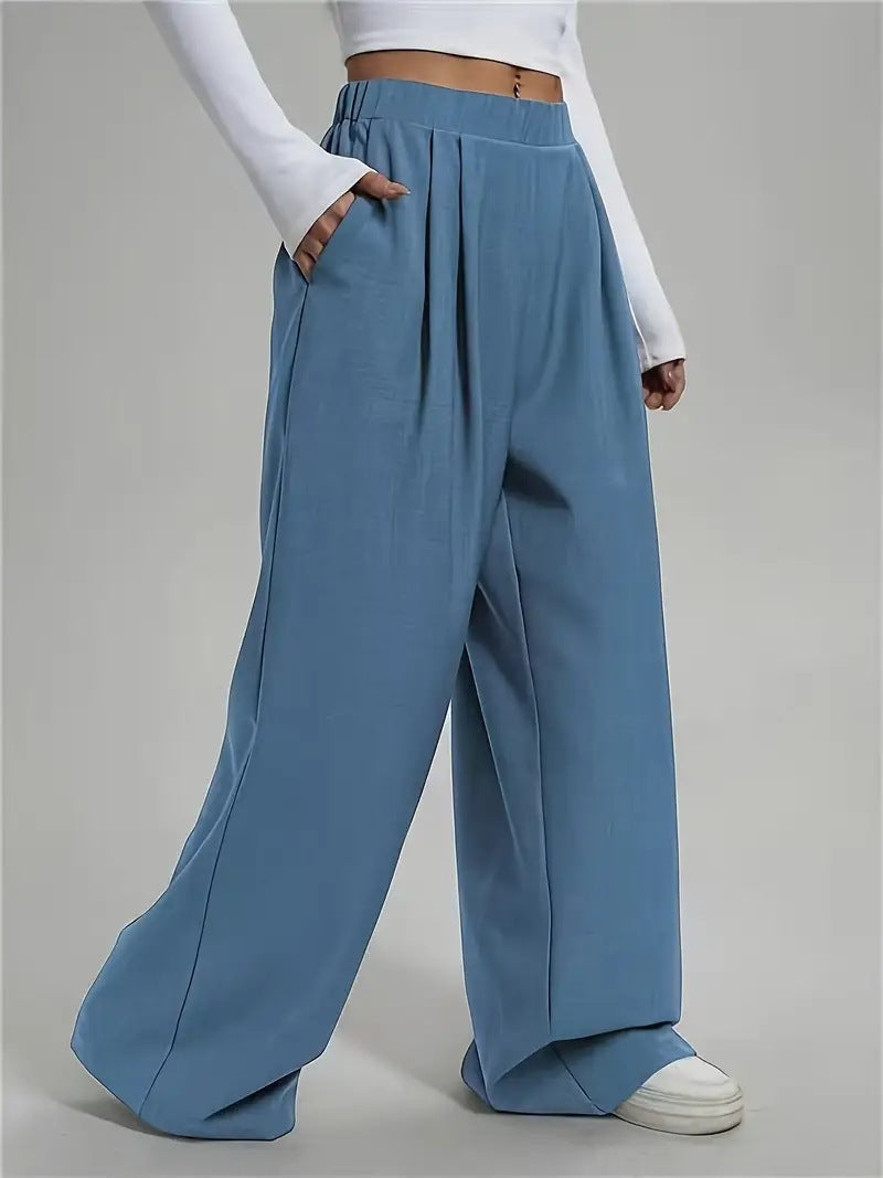 Women's Pleated Wide Leg Pants High Waisted Flowy Trousers