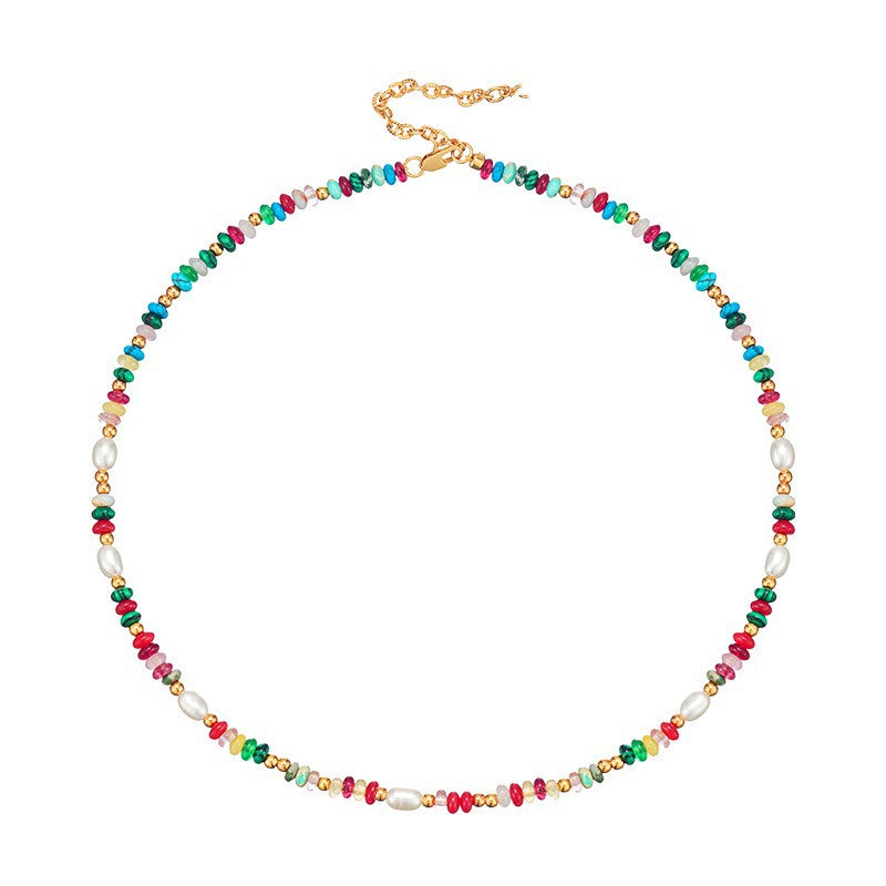 Multicolor Beaded Freshwater Pearl Necklace