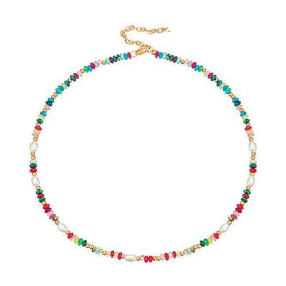 Multicolor Beaded Freshwater Pearl Necklace