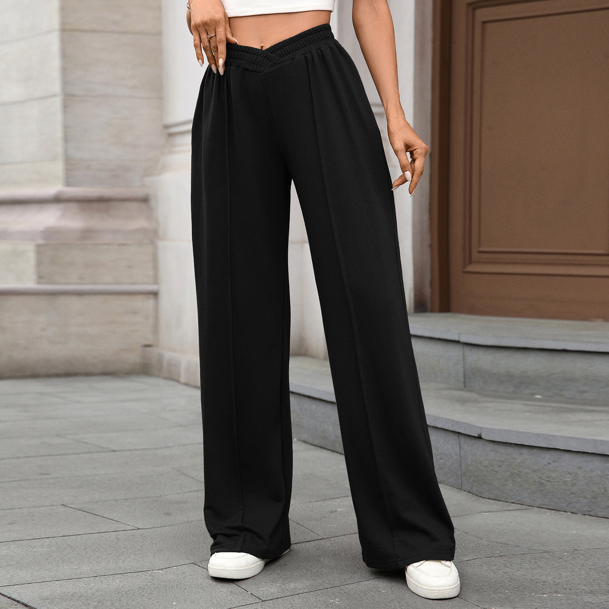 Women's Elastic Waist Wide Leg Pants Casual Loose Fit