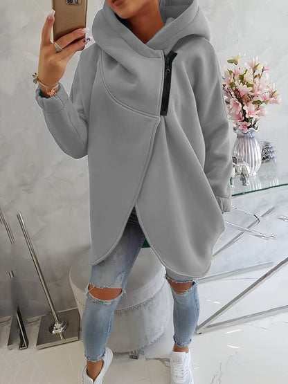Women's Oversized Fleece Zip Hoodie Sweatshirt