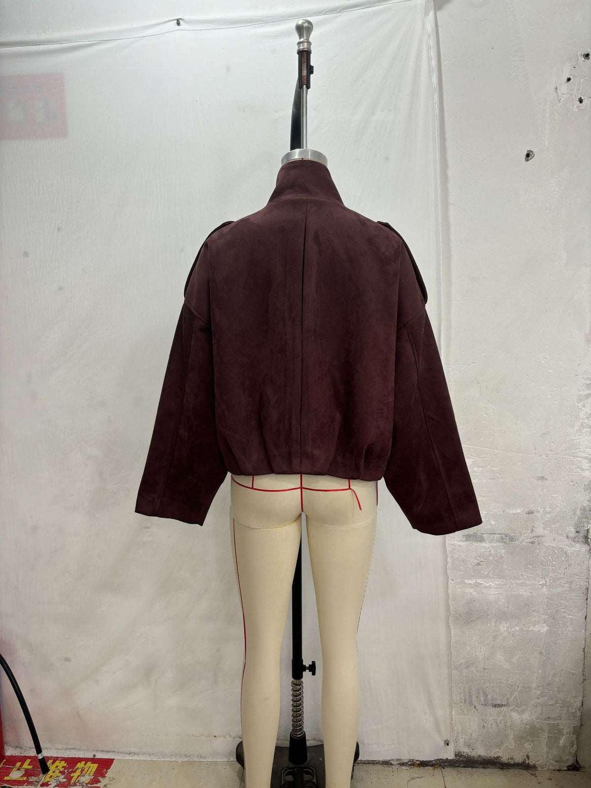 Women's Oversized Faux Suede Bomber Jacket Vintage