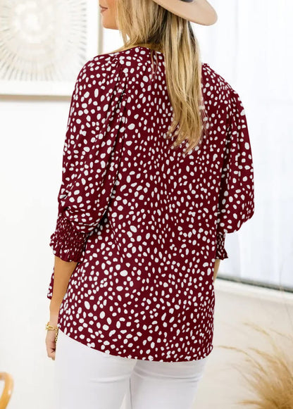 Loose Fit Printed Chiffon Short Sleeve Round Neck Shirt