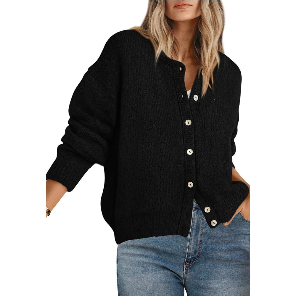 Womens Oversized Button Front Cardigan Knit Sweater