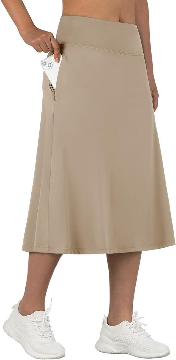 Women's High-Waisted A-Line Skirt with Pockets – Casual Sports Skirt