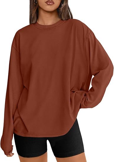 Women's Oversized Long Sleeve Crew Neck Boyfriend Tee