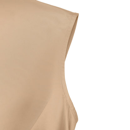 Satin V Neck Wrap Midi Dress Tie Waist Elegant