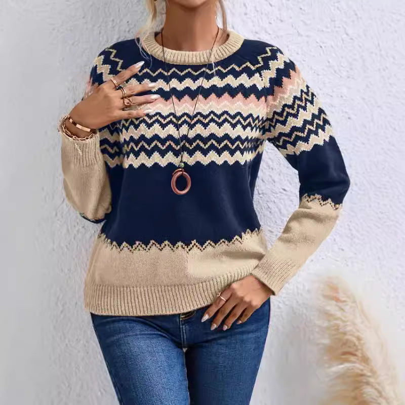 Women's Fair Isle Crew Neck Knit Sweater