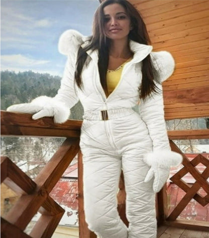 Women's One Piece Ski Suit Waterproof Hooded Snowsuit
