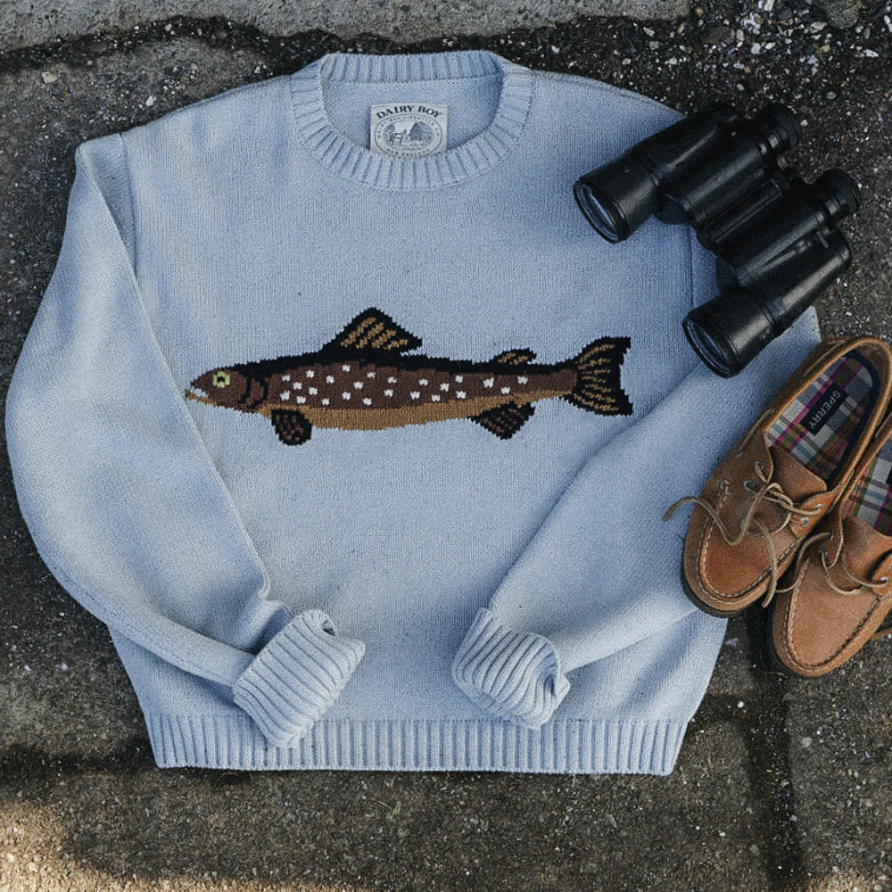 Women's Vintage Oversized Crewneck Graphic Knit Sweater
