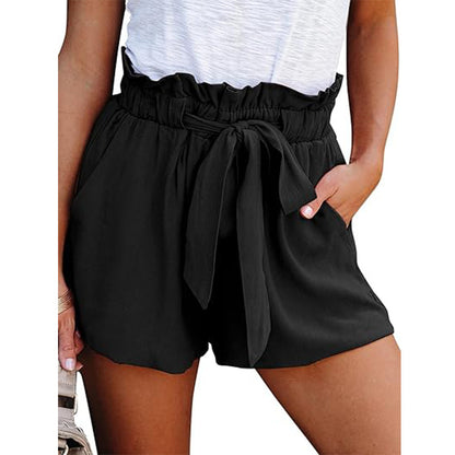 Women's High-Waisted Tie Waist Shorts – Casual Loose Summer Shorts