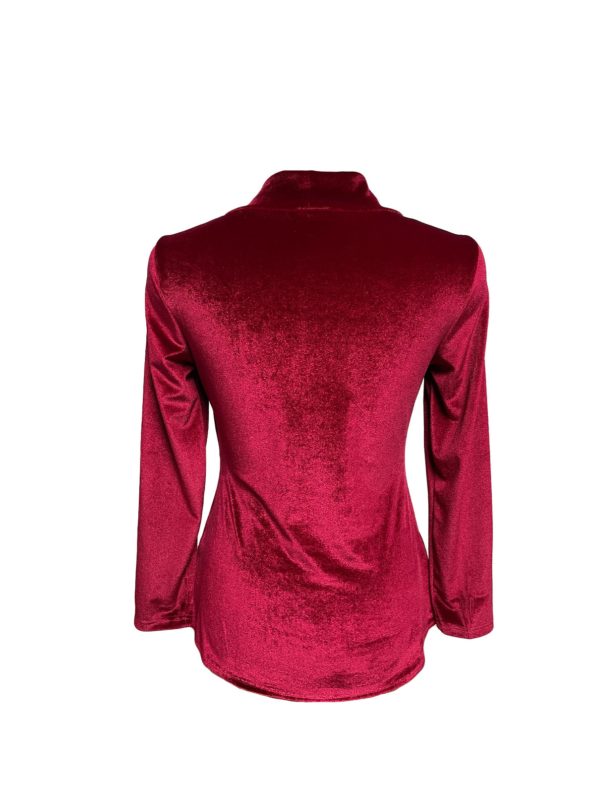 Women's Long Sleeve Velvet Sequin Belted Peplum Top