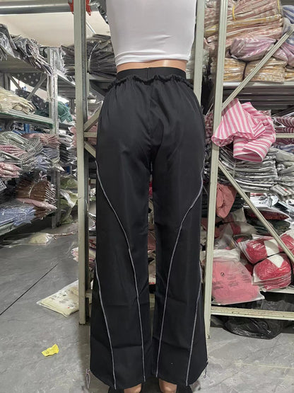 Women's High Waisted Parachute Pants Drawstring Wide Leg