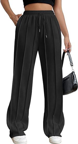 High Waist Cotton Wide Leg Drawstring Pants