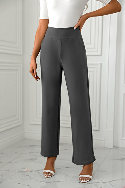 Women's High-Waist Flare Pants - Casual Loose Straight-Leg