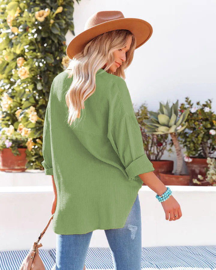 Women's Oversized Batwing Sleeve Button Down Shirt