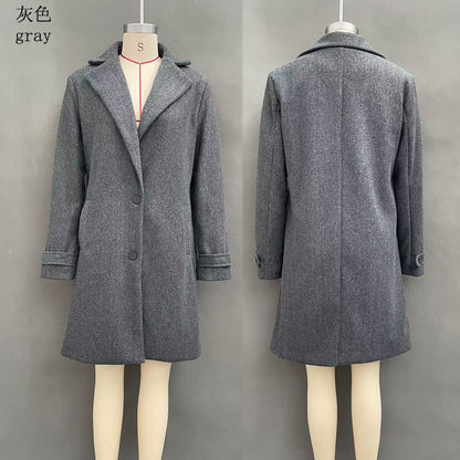 Women's Vintage Lapel Single Breasted Mid Long Coat