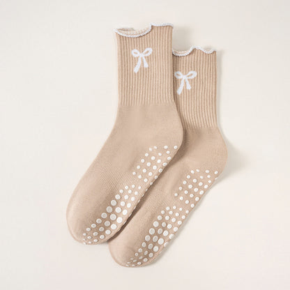 Womens Bow Grip Pilates Socks Non Slip Yoga Socks