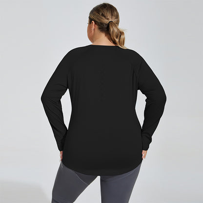 Puls Size Loose Hip-covering Slim Yoga Clothes Mesh Beautiful Back Breathable Fitness Sportswear Tops