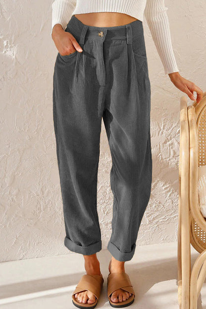 Women's Corduroy High Waisted Straight Leg Pants