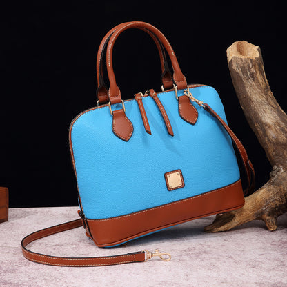 Vintage Pebbled PU Leather Dome Satchel Handbag