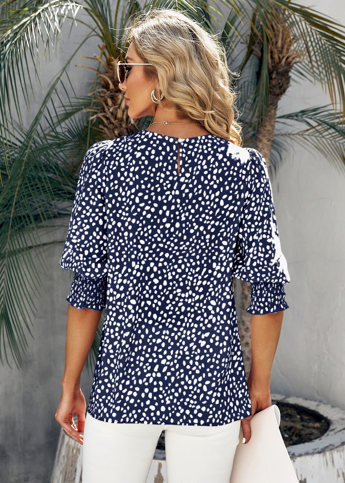 Loose Fit Printed Chiffon Short Sleeve Round Neck Shirt