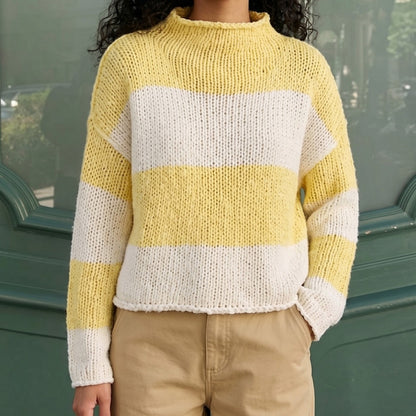 Women's Striped Oversized Chunky Crew Neck Sweater