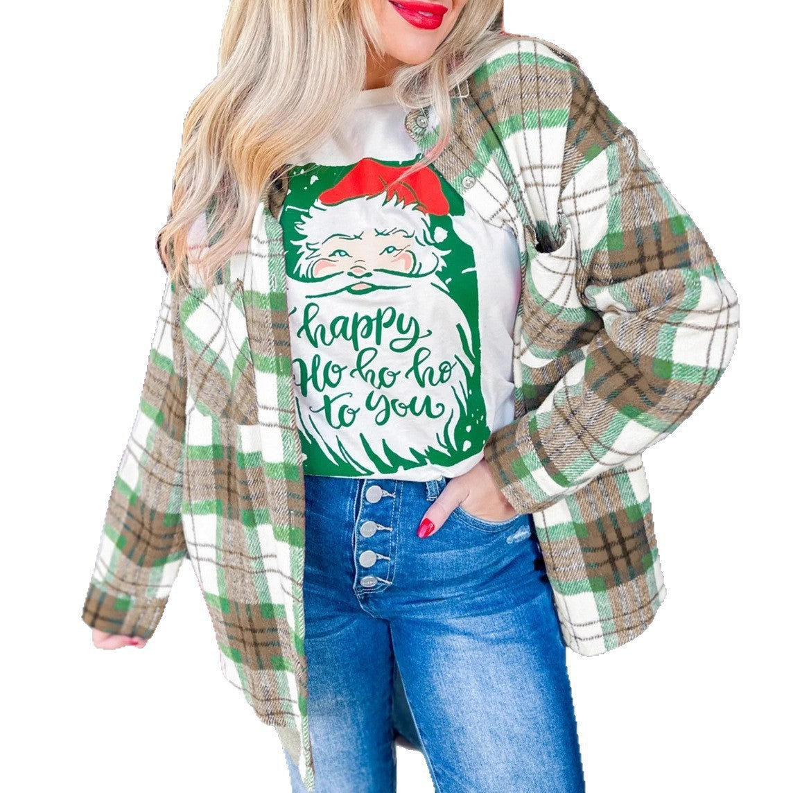Plaid Shacket Button Down Oversized Shirt Jacket