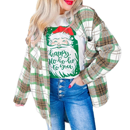 Plaid Shacket Button Down Oversized Shirt Jacket