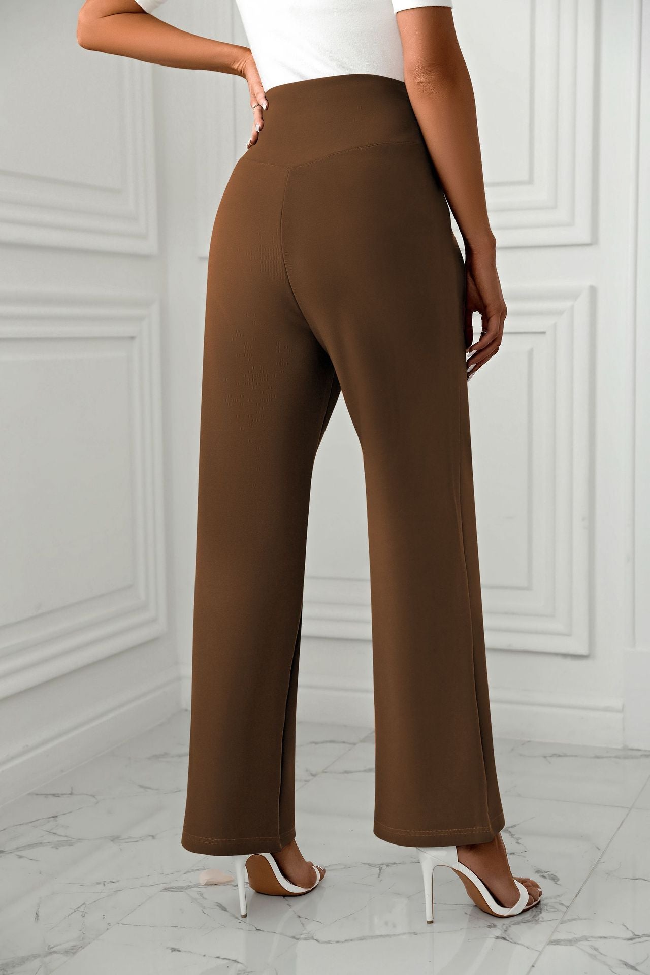 Women's High-Waist Flare Pants - Casual Loose Straight-Leg