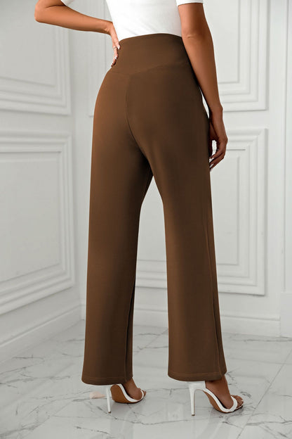 Women's High-Waist Flare Pants - Casual Loose Straight-Leg