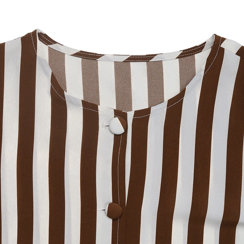 Women's V-Neck Cardigan Striped Contrast Long Sleeve Shirt