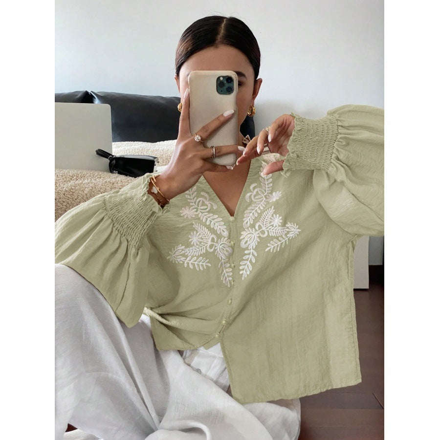 Embroidered Floral Button-Down Cardigan - Fall 2025 Women's Fashion