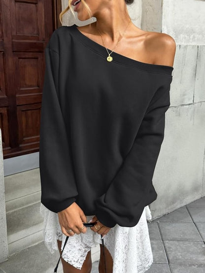 Off Shoulder Sweatshirt Women Oversized Casual Pullover