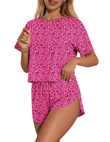 Stripe Lounge Pajama Set Tee & Drawstring Shorts