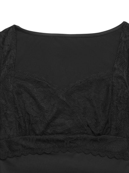 Lace V Neck Bodysuit Sexy Short Sleeve Bodycon Top