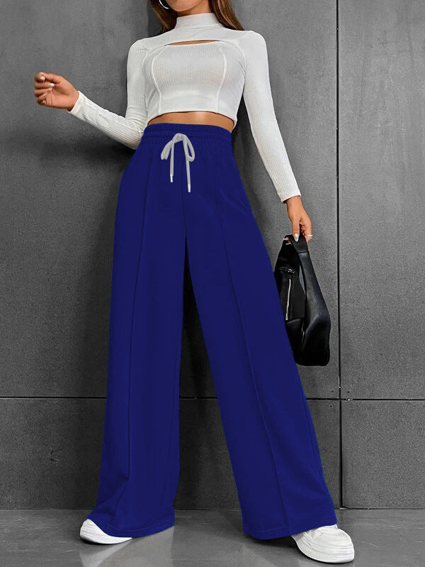 Womens High Waisted Drawstring Wide Leg Sweatpants