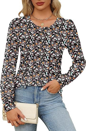 Solid Cotton Pintuck Blouse Long Sleeve Work Top