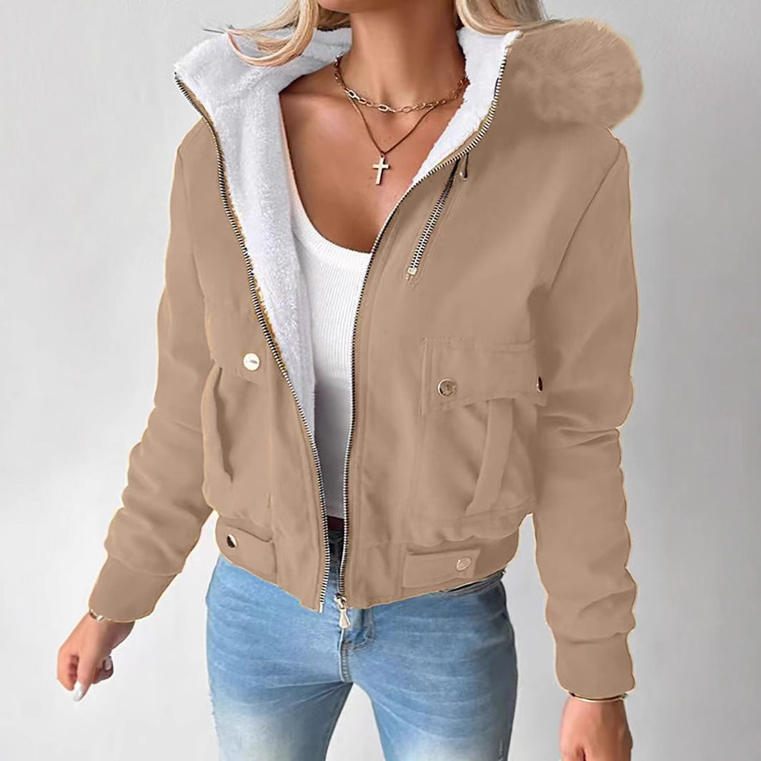 Women's Faux Fur Hooded Sherpa Lined Winter Jacket
