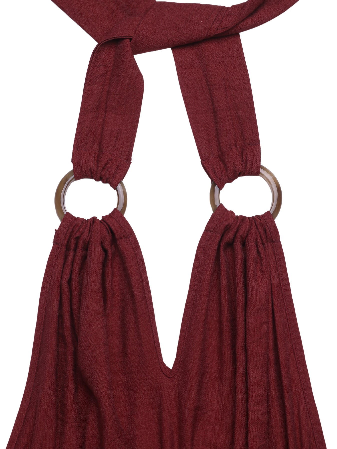 Burgundy Open Back Tie Wide Leg Jumpsuit