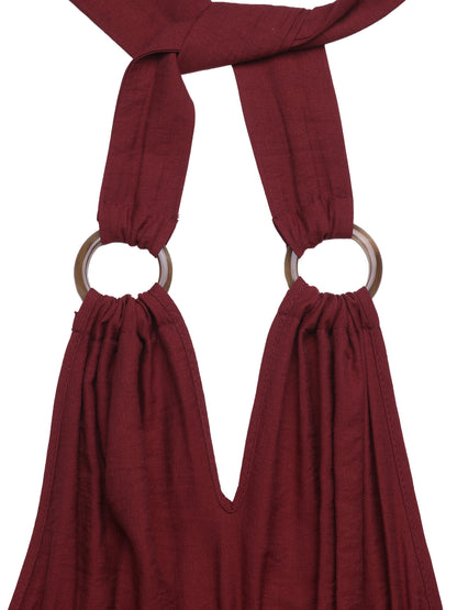 Burgundy Open Back Tie Wide Leg Jumpsuit