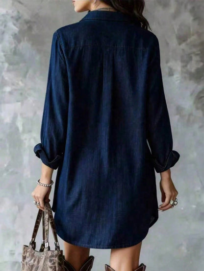 Oversized Long Sleeve Button Down Shirt Dress Mini