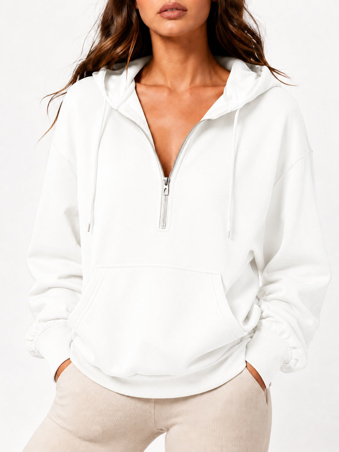 Women's Oversized Half Zip Hoodie Pullover Sweatshirt