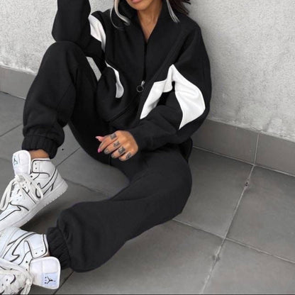 Women's Oversized Color Block 2 Piece Jogger Sweatsuit