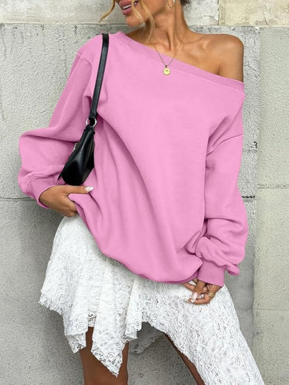 Off Shoulder Sweatshirt Women Oversized Casual Pullover