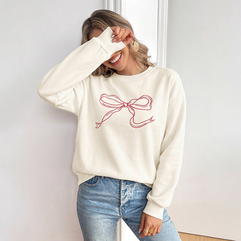 Women's Coquette Bow Sweatshirt Oversized Crewneck Pullover