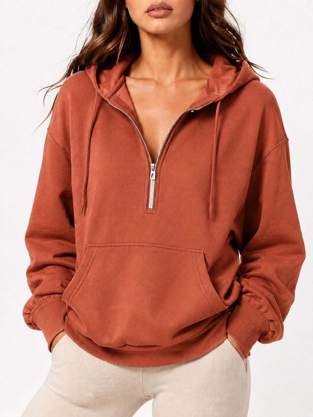 Women's Oversized Half Zip Hoodie Pullover Sweatshirt